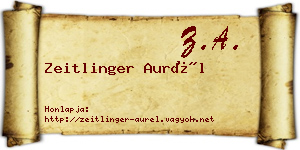 Zeitlinger Aurél névjegykártya